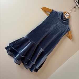 Torn by Ronny Kobo Silver Blue Ruffled Tiered velvet like sleeveless top sz S